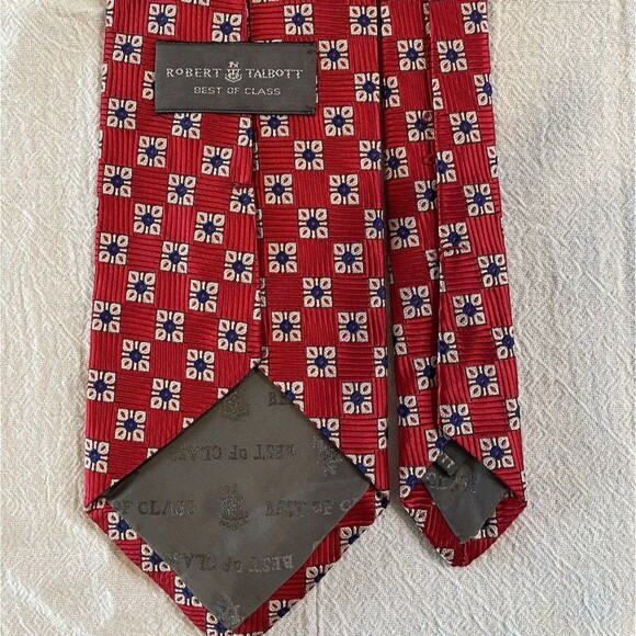 80s Vintage Robert Talbott Best in Class 100% Silk Tie Designer Red Preppy 57.5" - Picture 4 of 8